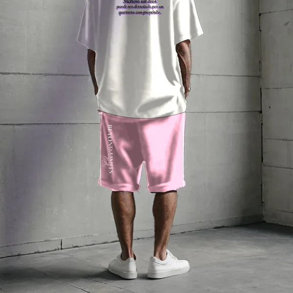 Bermuda Baggy Beyond Limits rosa con blanco, talles M a 2XL: bermuda baggy estampada (foto 2)