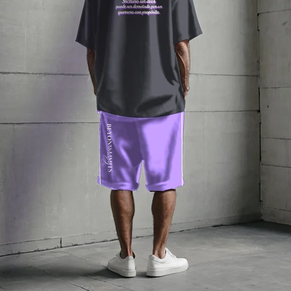 Bermuda Baggy Beyond Limits violeta con blanco, talles M a 2XL: bermuda baggy estampada (foto 2)