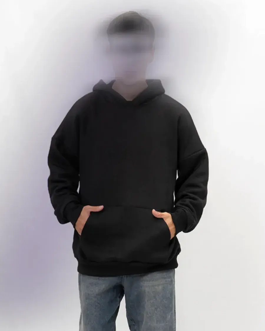 Buzo Canguro Oversize Frisado Negro