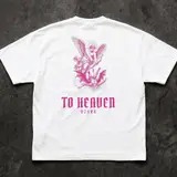 Remera oversize To Heaven blanca con rosa, miniatura 2