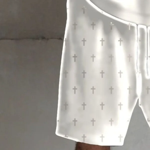 Short Baggy To Heaven de Frisa blanco, talles M a 2XL: short baggy estampado cruces (foto 3)