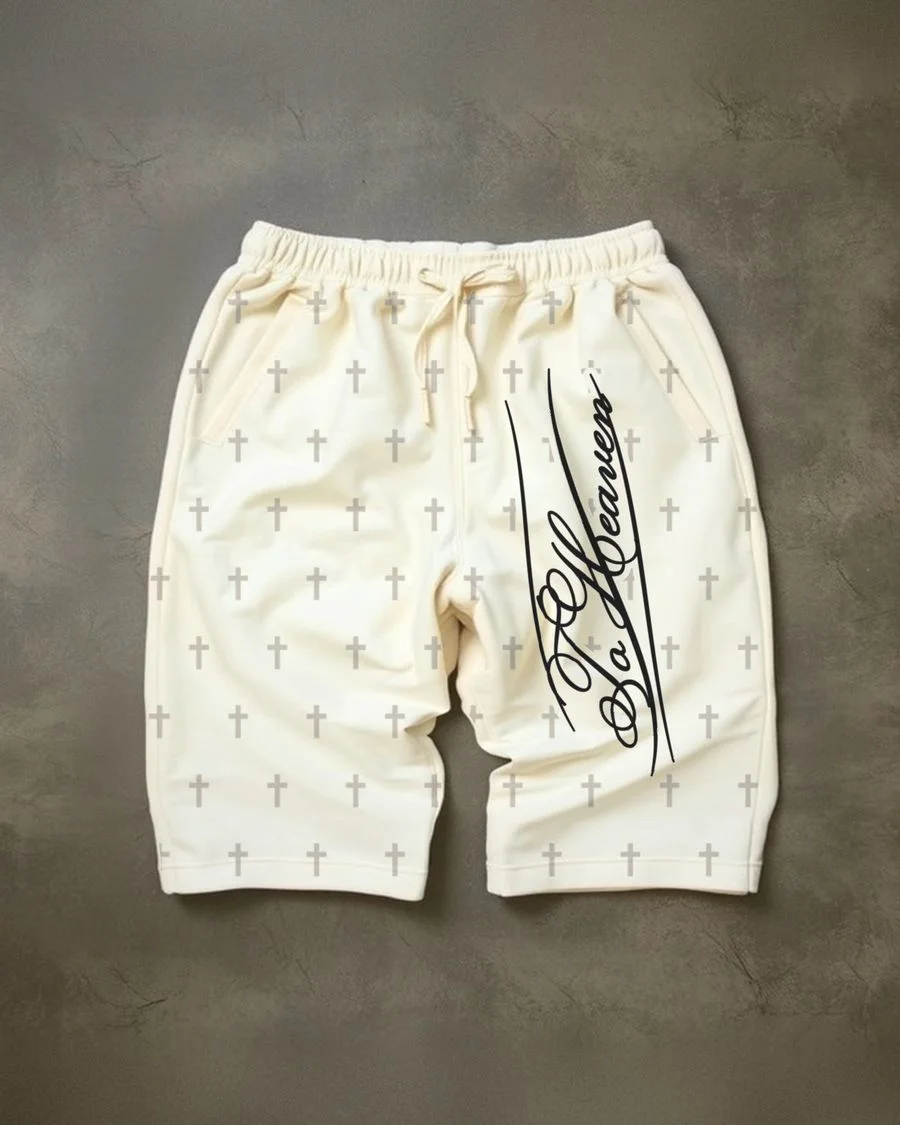 To Heaven Cross Shorts Bone White